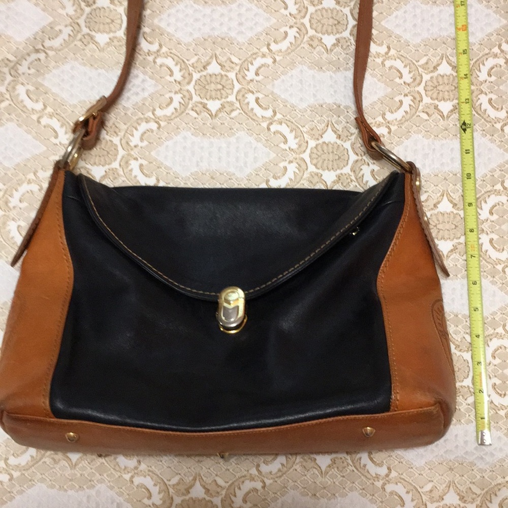 MARINO ORLANDI Genuine Leather Black/Brown ColorBlock Shoulder Bag Made in Italy - Picture 13 of 16